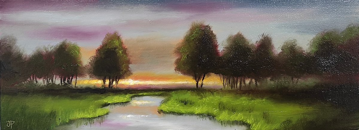 Sunset stream by Jane Palmer Art