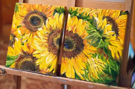 BRIGHT SUNFLOWERS. MULTI-PANELLED