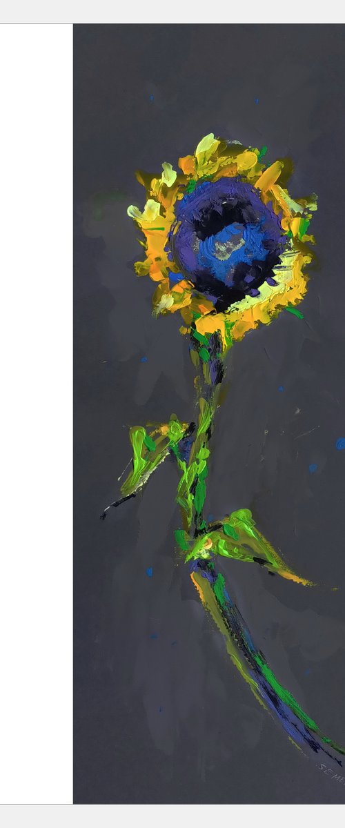 Sunflower on Gray Background by Evgen Semenyuk