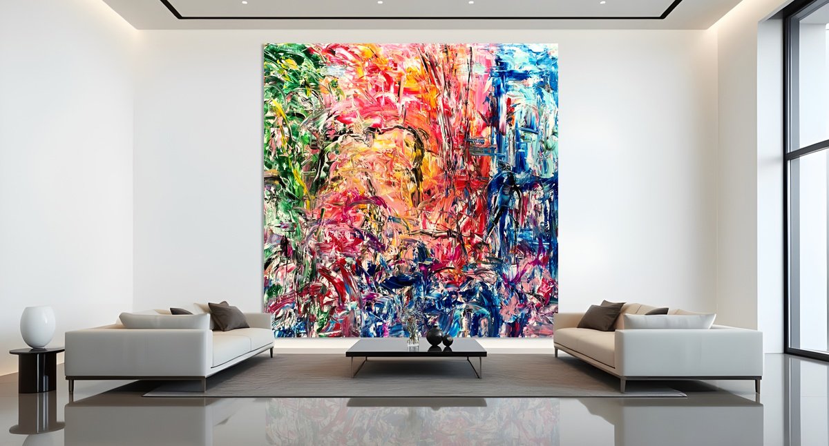 Organic Abstract Acrylic Painting By Estelle Asmodelle, 78 X 78, Woman Reclining, Original Artwork