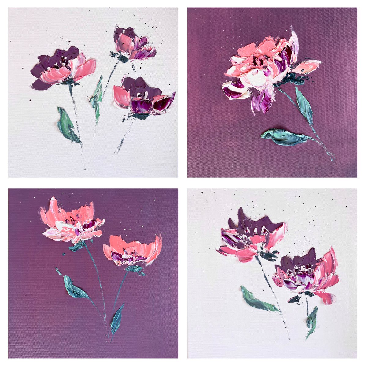 FANTASTIC GREENHOUSE 4 SET - Floral set. Little peony. Flower module. Сontemporary art by Marina Skromova