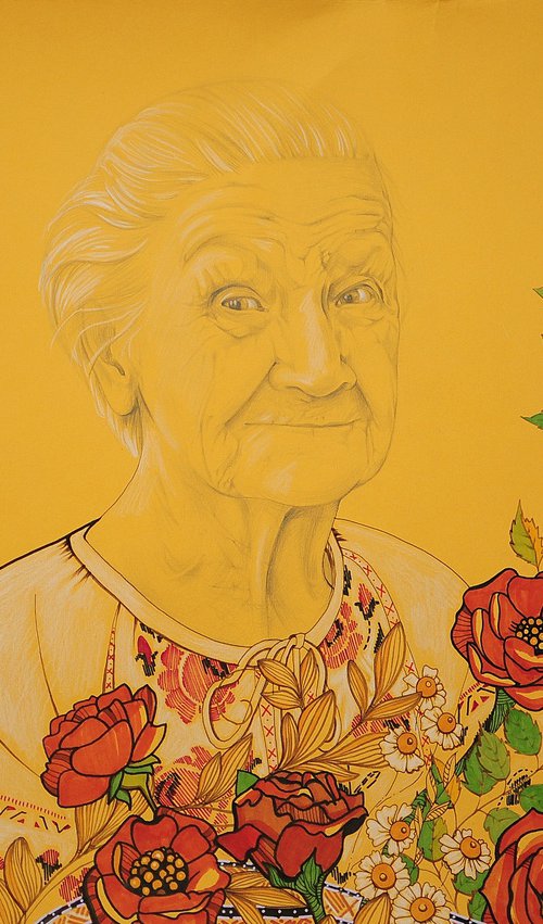 Portrait of a grandmother Ukrainian female guardian by Tetiana Cherevan