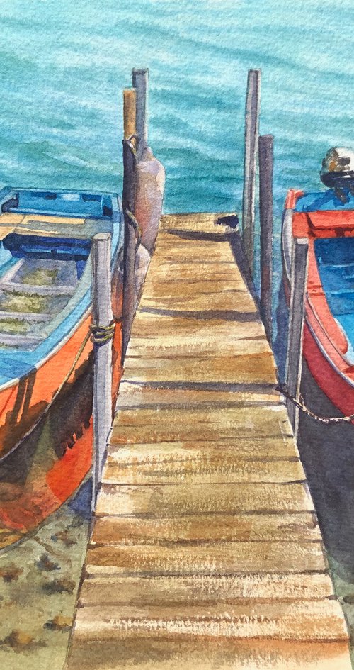 Two boats by Krystyna Szczepanowski
