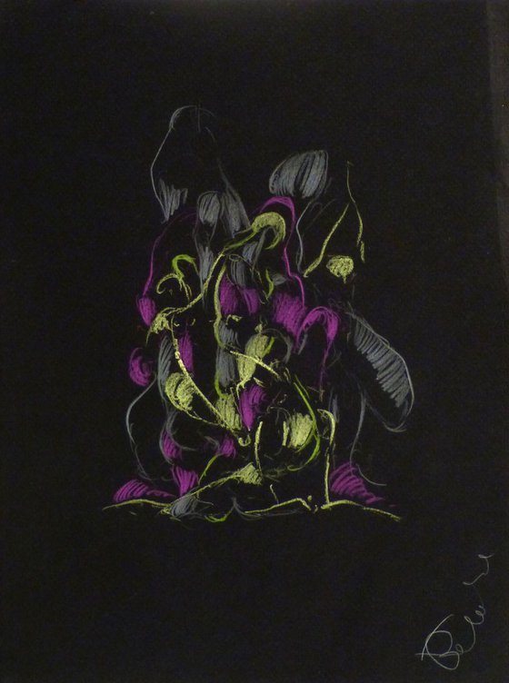 Colour Play 3, pastel on black paper 24x32 cm