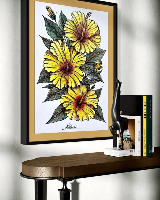 YELLOW HIBISCUS DRAWING
