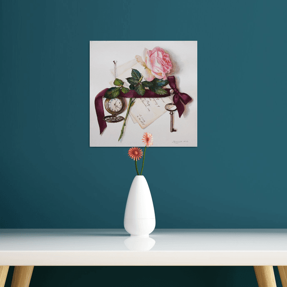 Trompe-l'Oeil Still Life with rose