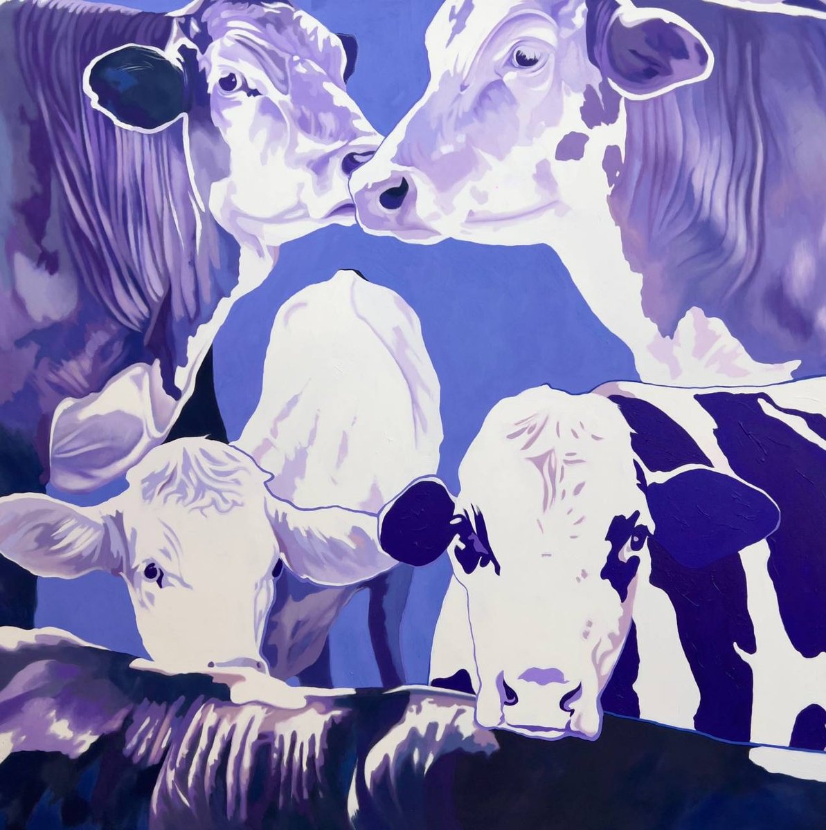 Photorealistic Animal Oil Painting By Elizaveta Pugacheva, 39 X 39, Family, Original Artwork