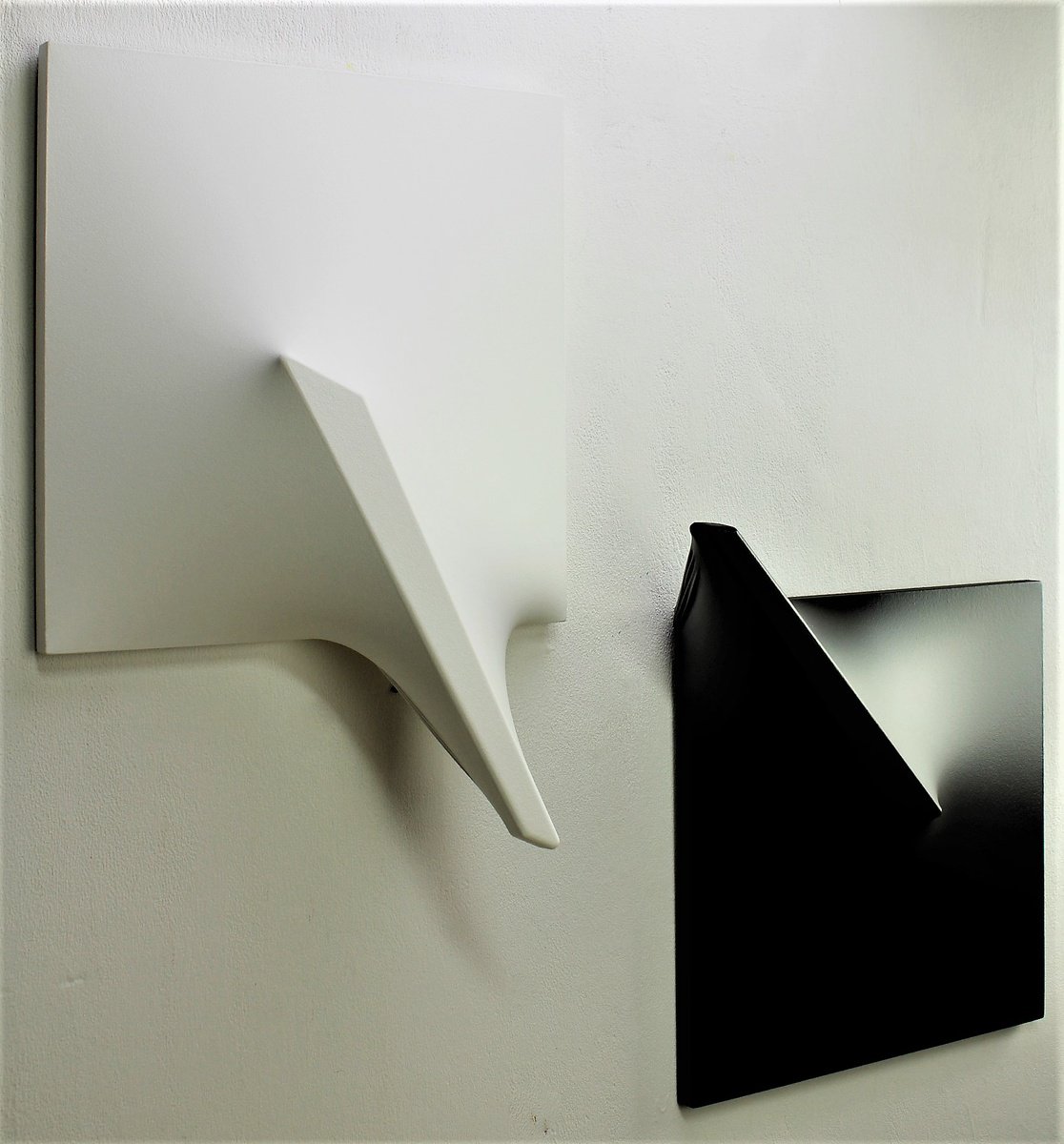 Geometric Abstract Sculpture By Alessandro Butera, 22 X 16, Tension Of The Near Touch, Original Artwork