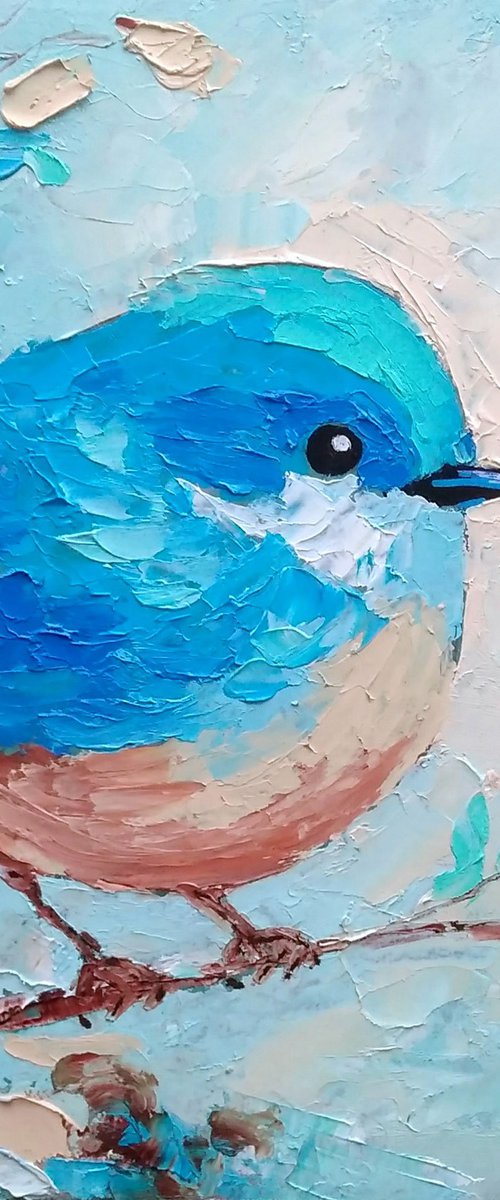 Blue Bird Painting Miniature Artwork by Yulia Berseneva
