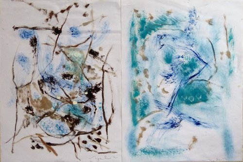 Two floral sketches - 29x40 cm - affordable & AF exclusive ! by Frederic Belaubre