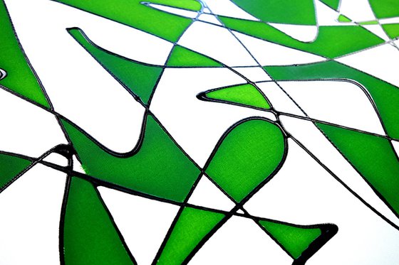 Abstract No. 14320 green & white  -set of 3