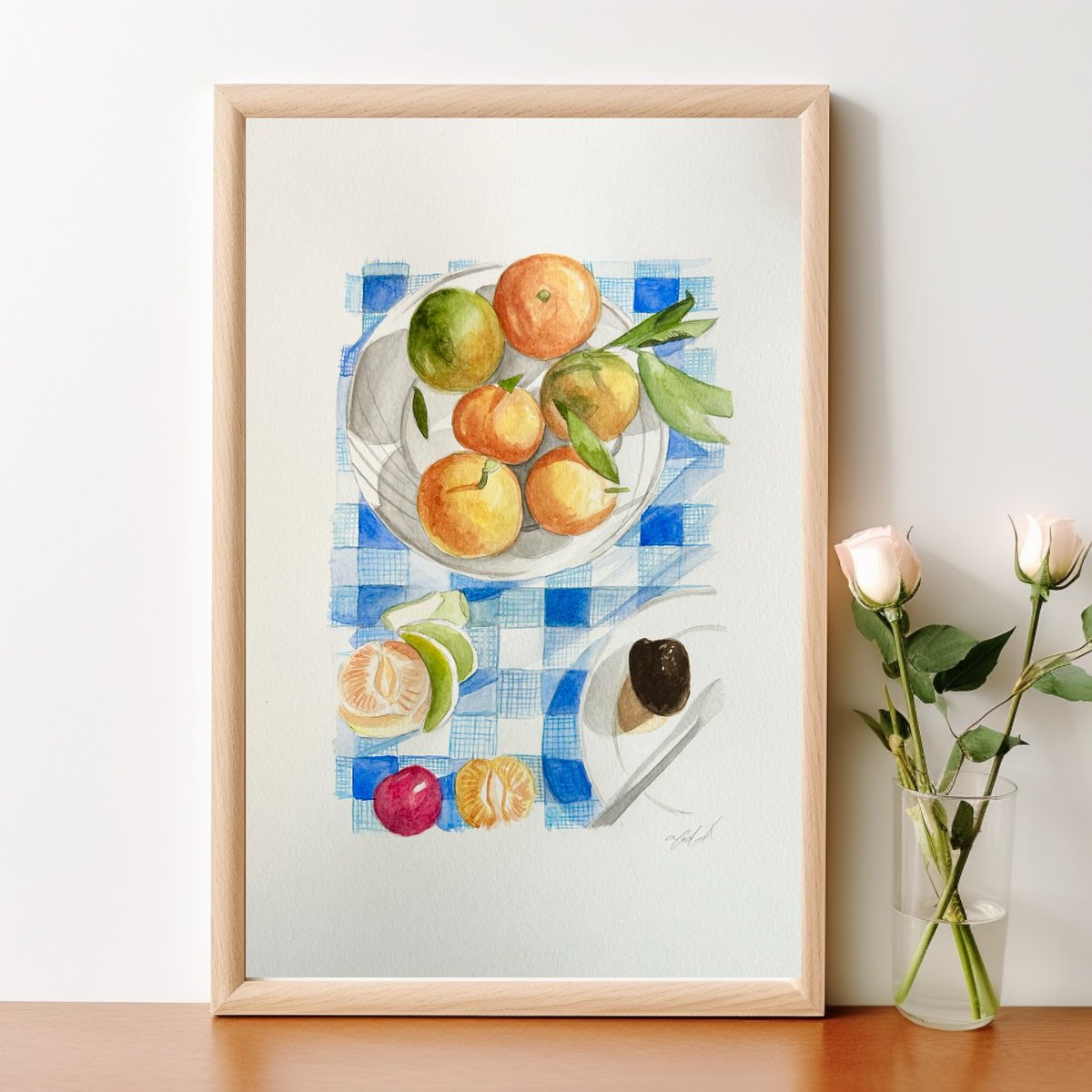 Impressionistic Still Life Watercolour By Amelia Taylor, 8 X 12, Summer Picnic, Original Artwork