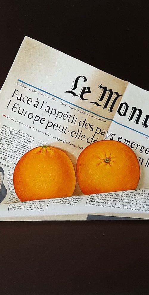 Le Monde with oranges by olga formisano