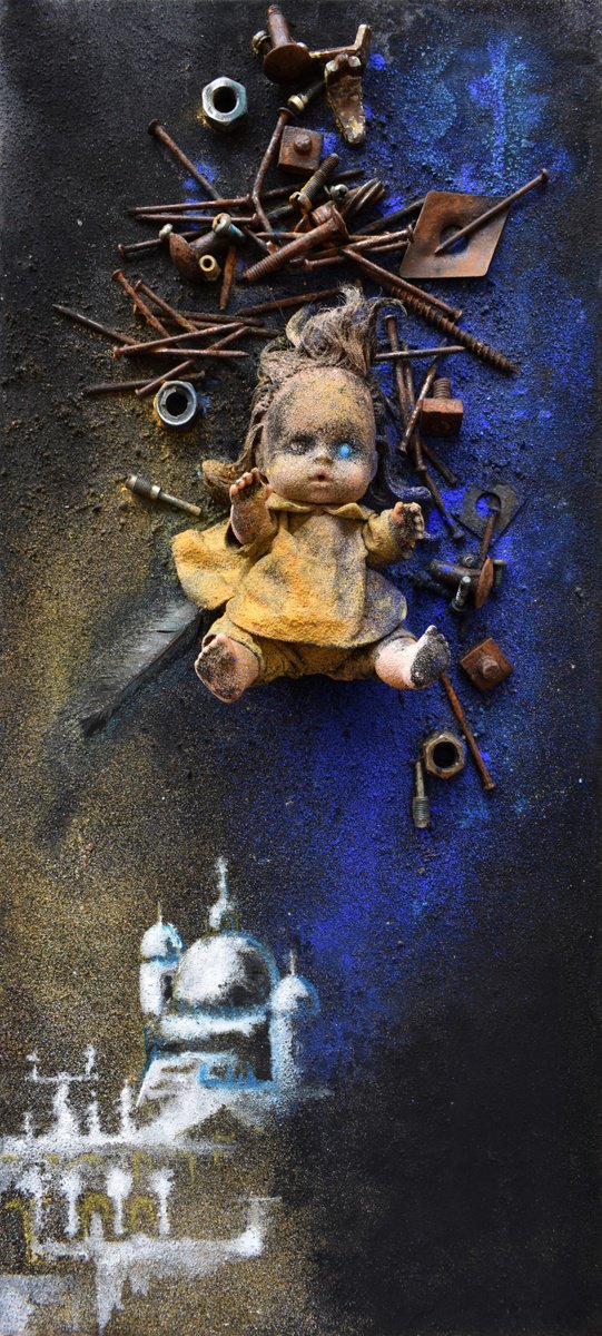 Organic Abstract Painting By Milena Nicosia, 17 X 28", Detriti N.3, Lapiccolabambola, Original Artwork