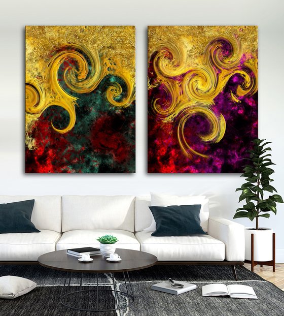 Fuegos fatuos 3/XL large diptych set of 2