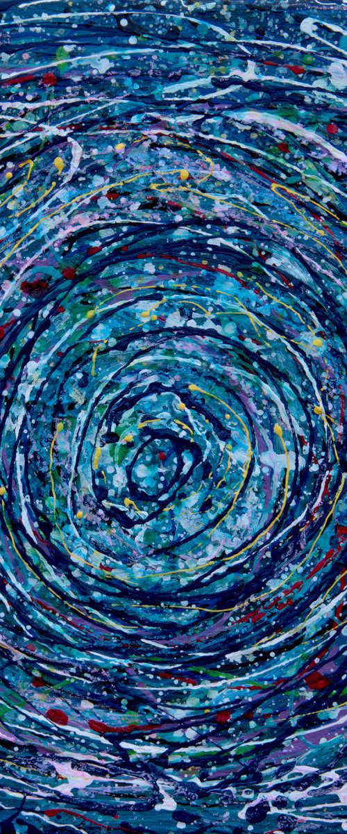 Abstract Star Trails Pollock Inspired Painting on Canvas - 12 "X 12" X 0.5" by Lena Owens at OLena Art