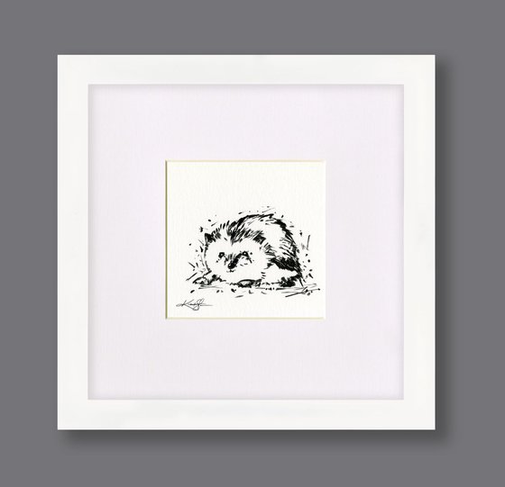 Adorable Hedgehog 9 - Small Minimalist Ink Illustration by Kathy Morton Stanion