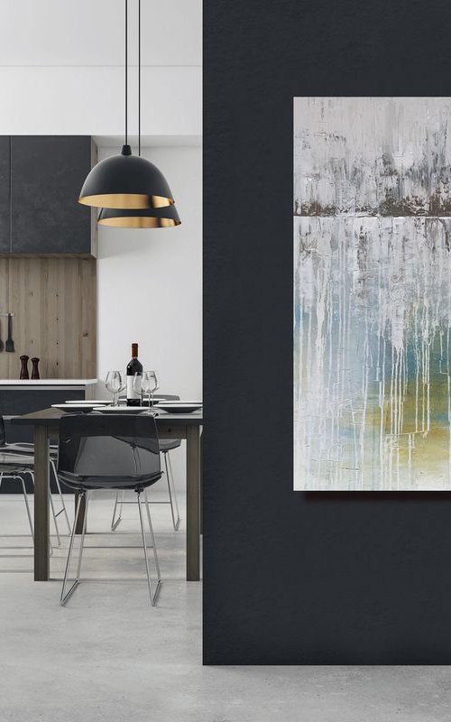 Back In The Water - XL LARGE,  TEXTURED ABSTRACT ART – EXPRESSIONS OF ENERGY AND LIGHT. READY TO HANG! by Julijana Ravbar