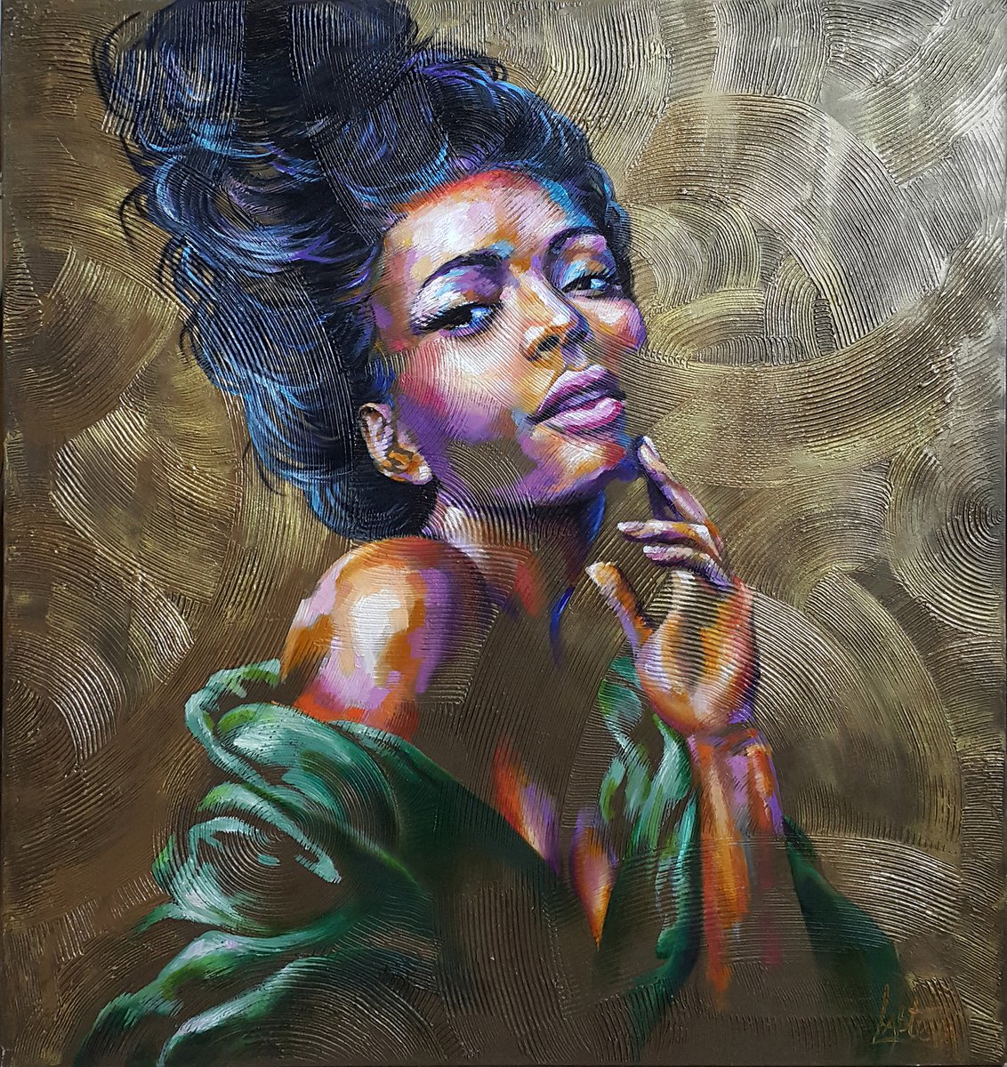 Organic Portrait Oil Painting By Viktoria Lapteva, 31 X 33", Renaissance, Original Artwork