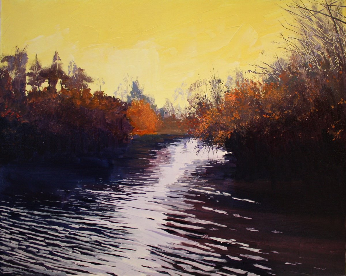 Peoples Park Dusk By Simon Jones, 20 X 16, Artwork For Sale On Artfinder