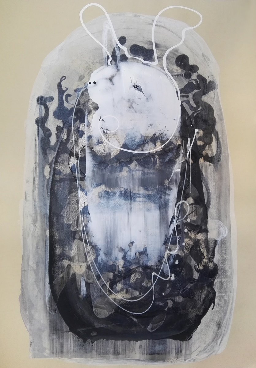 Surrealistic Animal Acrylic Painting By Stefano Mazzolini, 28 X 39", Qgbbny, Original Artwork