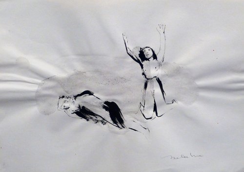 Erotic drawing 10, ink on paper 21x29 cm by Frederic Belaubre