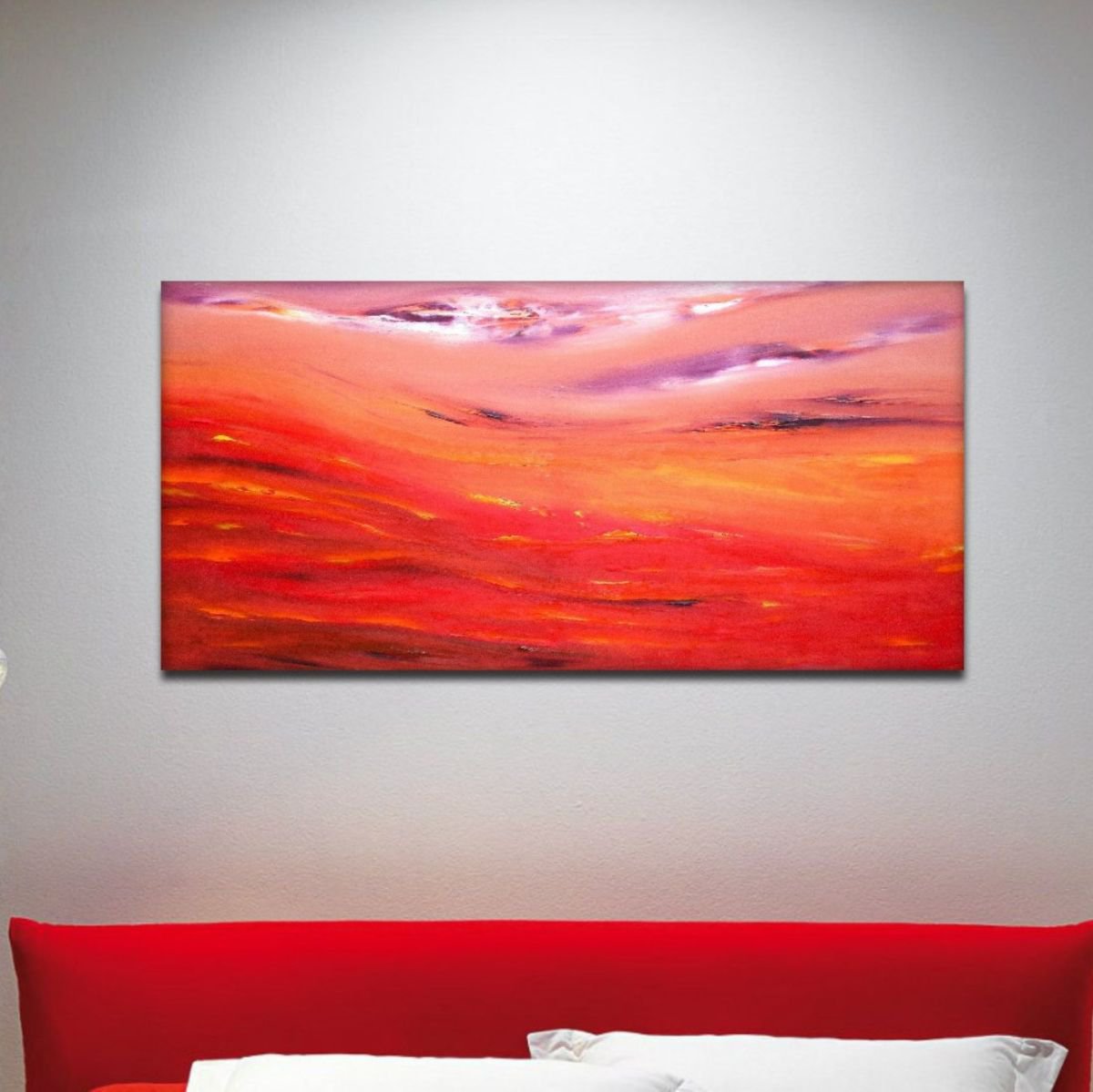 Impressionistic Landscape Oil Painting By Davide De Palma, 31 X 16, Moonbeams, Original Artwork