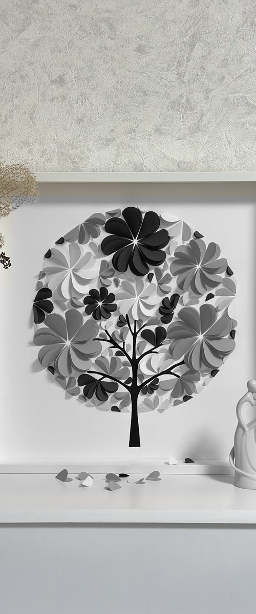 Stylish black and white tree by Luba Ostroushko
