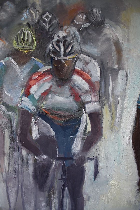 'Paris Roubaix over the Cobbles' Cycling Painting