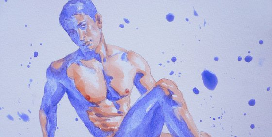 watercolor male nude #1743