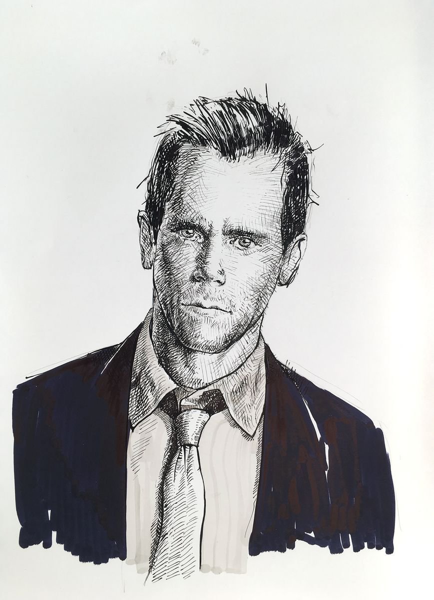 Portrait Ink Drawing By Dario Moschetta, 8 X 11, Portrait 266, Original Artwork