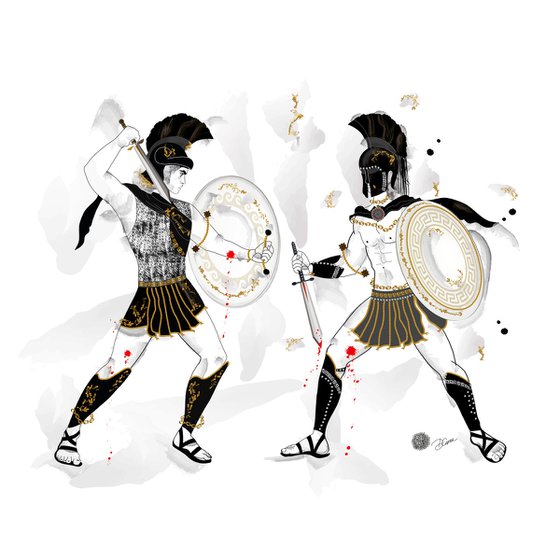 Achilles assailed Hector - Troy - Epic - Mytology - Iliad - Ancient - Scene2 - Troyan War