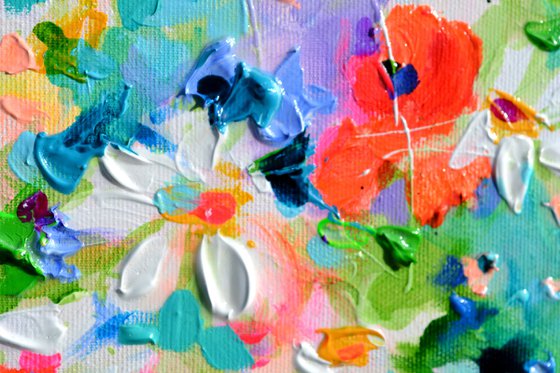 White Daisy and Red Poppy Field