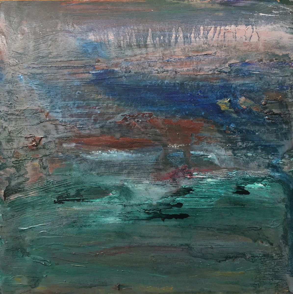 Abstract Landscape Acrylic Painting By Altin Furxhi, 12 X 12, Abstract 3, Original Artwork