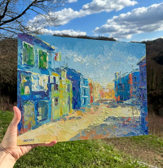 "The colorful streets of Burano"