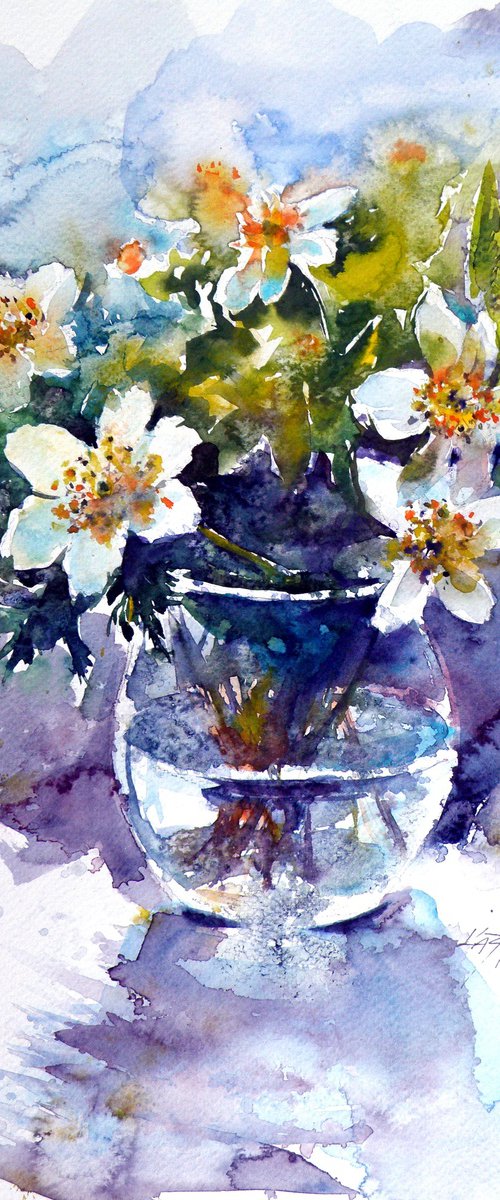 Still life with white flowers II by Kovács Anna Brigitta