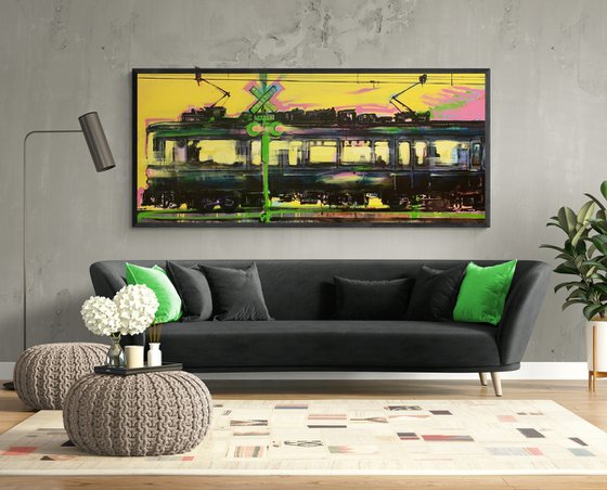 XXL Big painting - "Rail crossing" - Train - Urban - Railway - Truck - Street art