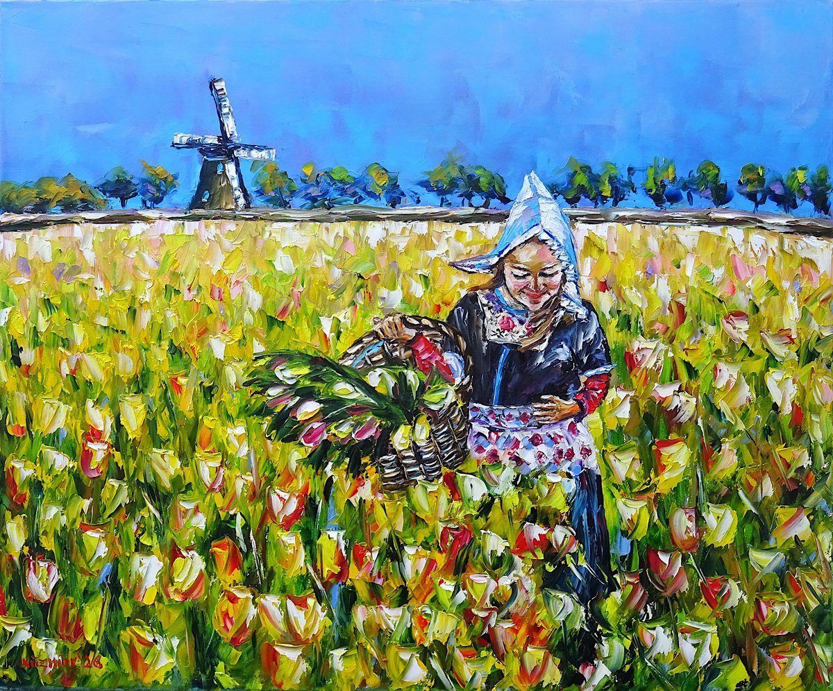 Tulip Girl By Mirek Kuzniar, 24 X 20, Artwork For Sale On Artfinder