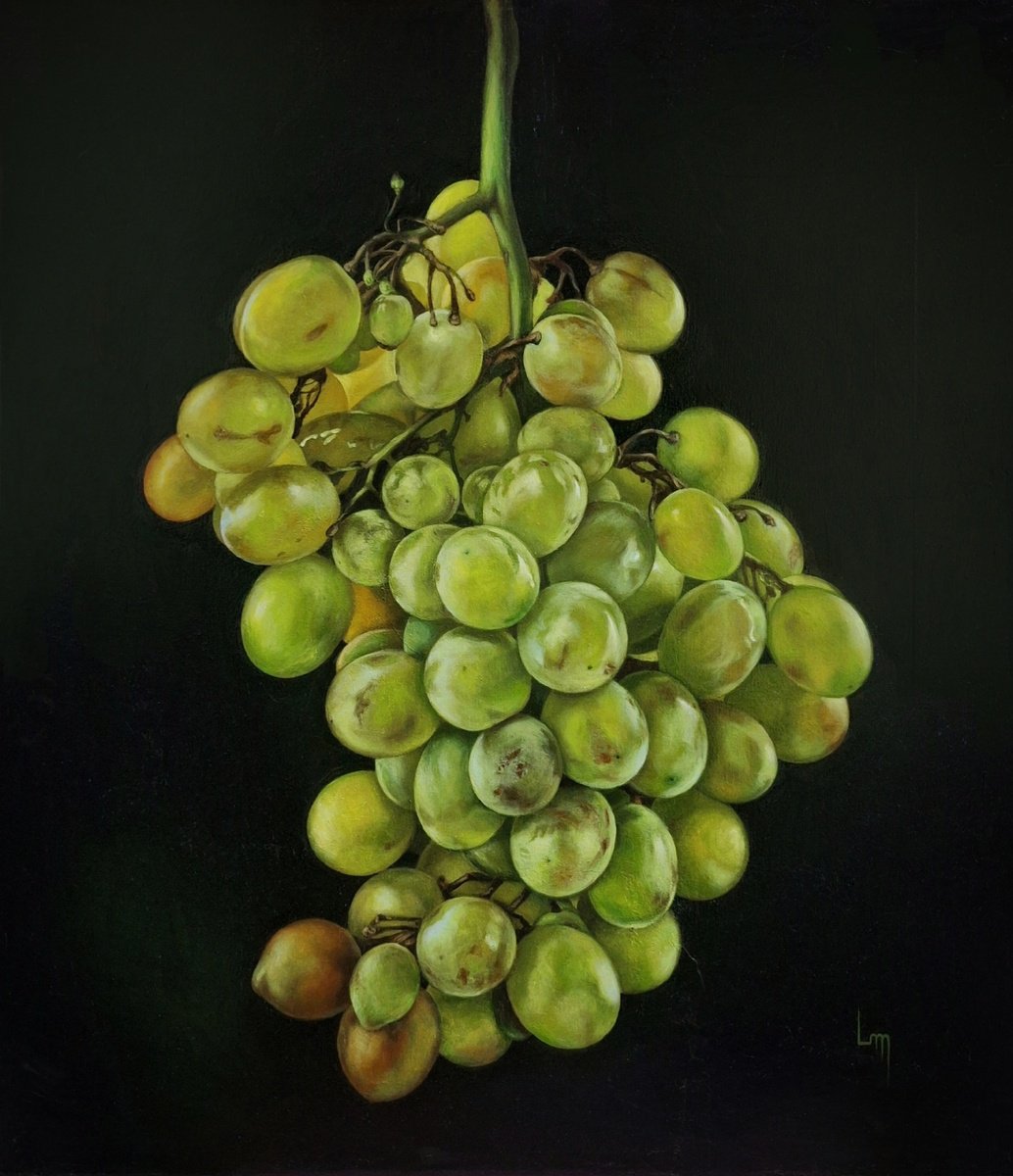 Photorealistic Oil Painting , Green Grapes By Lana Pochikyan, 31 X 35, Artwork For Sale On Artfinder