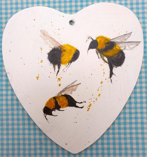 Bees in motion Heart by Teresa Tanner