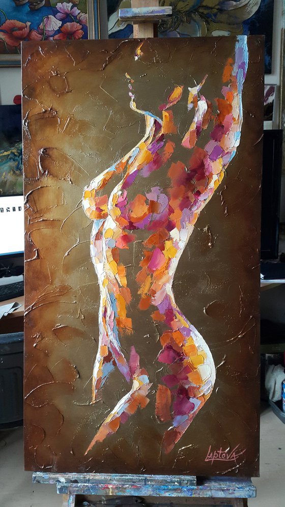 Painting Breath of love, nude girl, naked woman