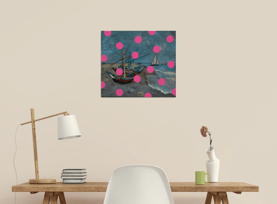 Fishing Boats with Pink Circles