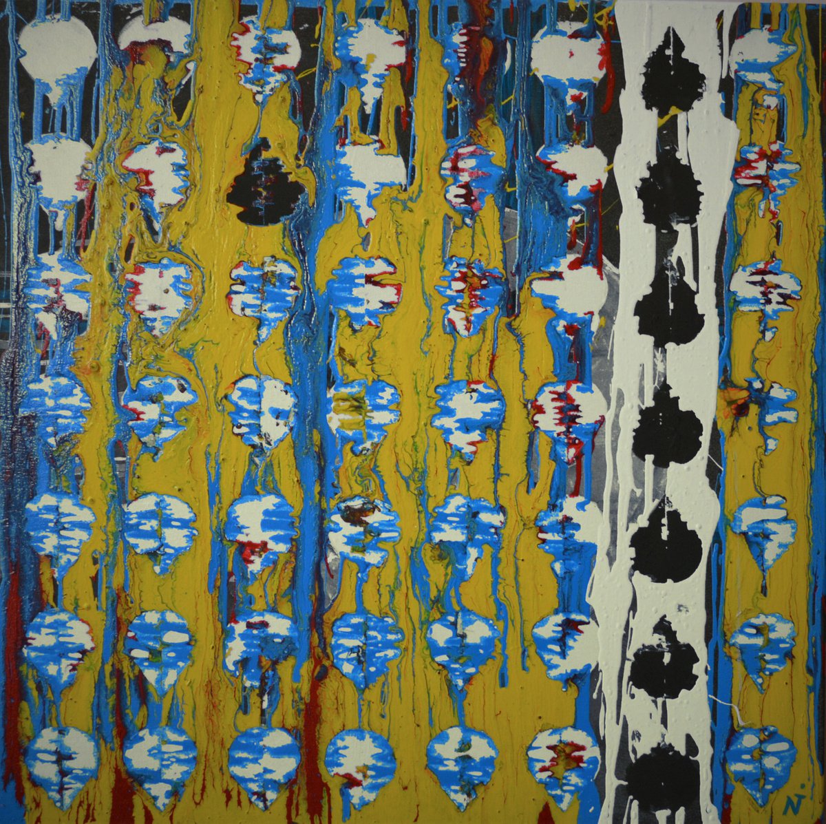 Abstract Acrylic Painting By Nikoleta Ivanova, 28 X 28", - Rain Ii - ?, Original Artwork