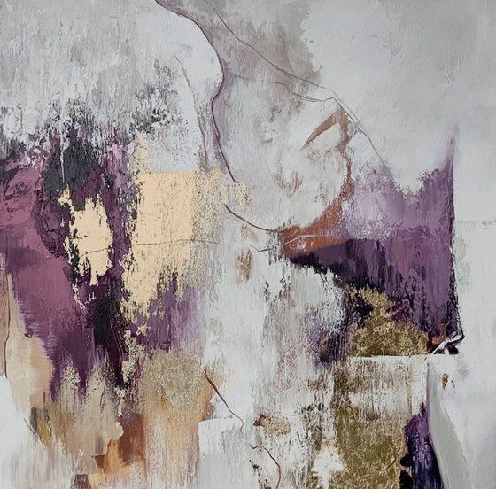 "Pink Sobriety" Abstract purple gold wall art