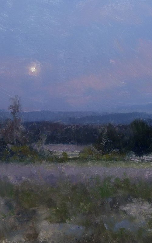 Rising Moon over Lavander Field by Pascal Giroud
