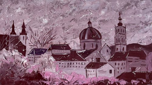 Lviv. Chocolate city. - original oil painting by Halyna Kirichenko
