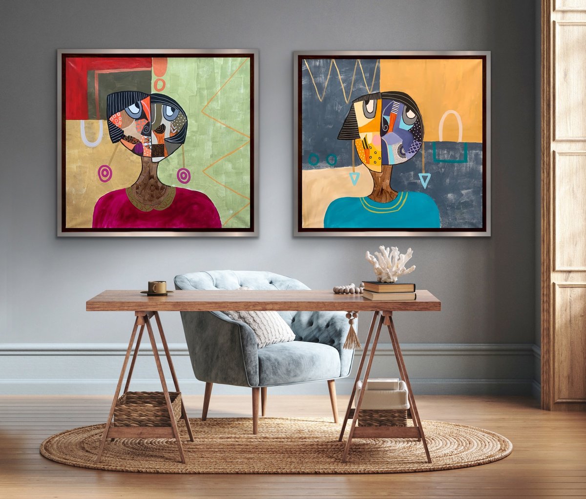 Abstract Portrait Acrylic Painting By Rashna Hackett, 38 X 37", Imperfection 2, Original Artwork