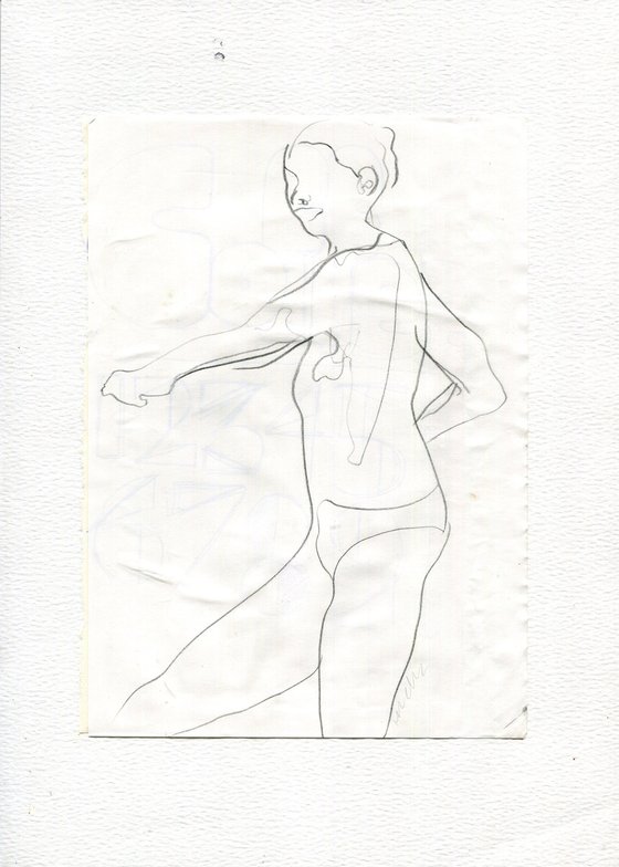 Life drawing sketch - girl stretching
