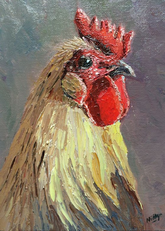 Rooster #4 - Original Textured Portrait