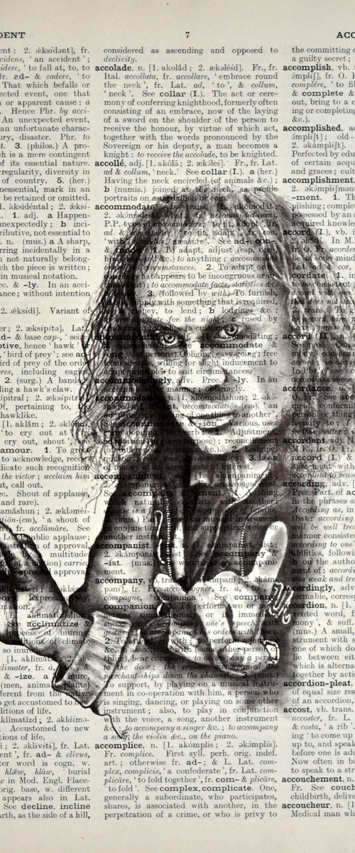 Ronnie James Dio - Collage Art on Large Real English Dictionary Vintage Book Page by Jakub DK - JAKUB D KRZEWNIAK